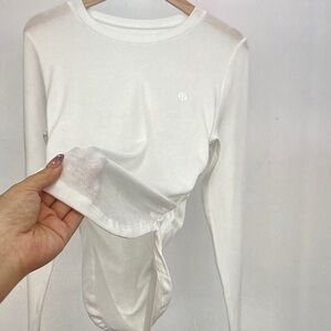 lululemon athletica White Long-Sleeve Crewneck with Cinch Detail